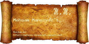 Mehsam Manszvét névjegykártya